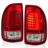 ANZO 1997-2004 Dodge Dakota LED Taillights Chrome Housing Red Lens Pair ANZO