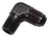 Russell Performance -8 AN to 3/8in NPT 90 Degree Flare to Pipe Adapter (Black) Russell
