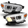 ANZO 2016-2017 Toyota Tacoma Projector Headlights w/ Plank Style Design Chrome/Amber w/ DRL ANZO