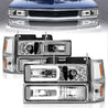 ANZO 88-98 Chevrolet C1500 Crystal Headlights w/Light Bar Chrome Housing w/ Signal Side Markers 8Pcs ANZO