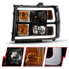 ANZO 2007-2013 Gmc Sierra 1500 Projector Headlight Plank Style Black w/ Clear Lens Amber ANZO