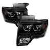 Xtune Ford F150 09-14 Projector Headlights Halogen Model Only LED Halo Black PRO-JH-FF15009-CFB-BK SPYDER
