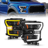ANZO 15-17 Ford F-150 LED Projector Headlights - w/ Light Bar Switchback Black Housing ANZO