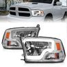 ANZO 2009-2020 Dodge Ram 1500 Full LED Square Projector Headlights w/ Chrome Housing Chrome Amber ANZO