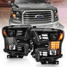ANZO 15-17 Ford F-150 Project Headlights w/ Plank Style Design Black w/ Amber Sequential Turn Signal ANZO