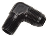 Russell Performance -12 AN to 1/2in NPT 90 Degree Flare to Pipe Adapter (Black) Russell