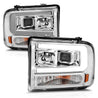 ANZO 99-04 Ford F250/F350/F450/Excursion (excl 99) Projector Headlights - w/Light Bar Chrome Housing ANZO
