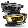 ANZO 2016-2017 Toyota Tacoma Projector Headlights w/ Plank Style Switchback Black w/ Amber w/ DRL ANZO