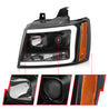 ANZO 07-14 Chevy Tahoe Projector Headlights w/ Plank Style Design Black w/ Amber ANZO