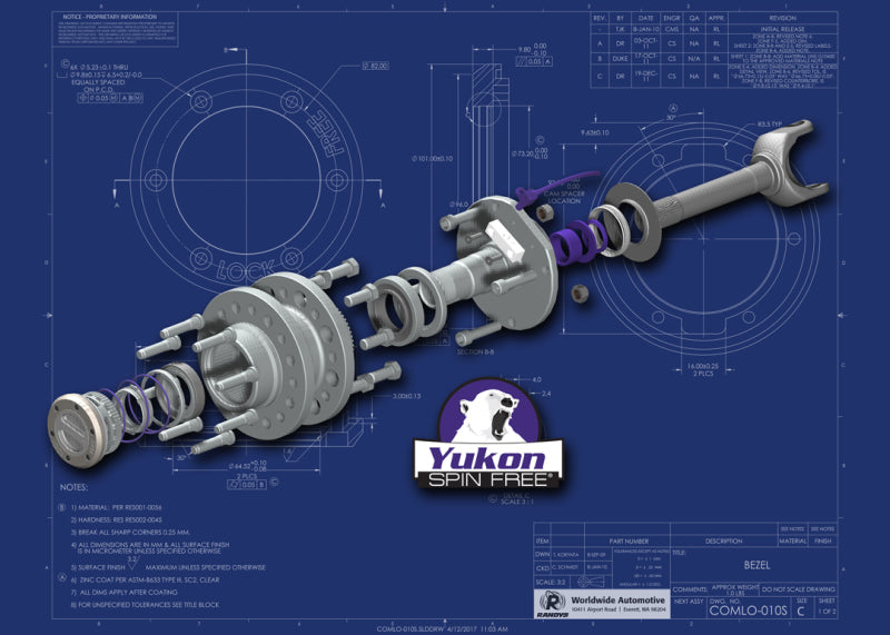 Yukon Gear Spin Free Locking Hub Conversion Kit For Dana 60 & Aam / 00-08 SRW Dodge Yukon Gear & Axle
