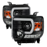 Spyder GMC Sierra 14-16 Projector Headlights Light Bar DRL Black PRO-YD-GS14-LBDRL-BK SPYDER