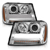ANZO 2006-2009 Chevrolet Trailblazer Projector Headlights w/ Plank Style Design Chrome w/ Amber ANZO