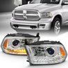 ANZO 2009-2018 Dodge Ram 1500 Projector Plank Style Switchback H.L Halo Chrome Amber (OE Style) ANZO
