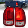 ANZO 1997-2004 Dodge Dakota LED Taillights Chrome Housing Red Lens Pair ANZO