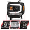 ANZO 2016-2019 Gmc Sierra 1500 Projector Headlight Plank Style Black w/ Sequential Amber Signal ANZO