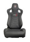 SPDZ1 Katana Seats Black Leather with White Cross Stitch Reclinable SPDZ1